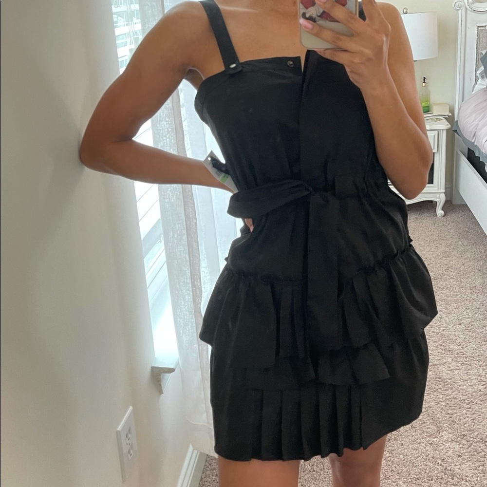 cynthia steffe black ruffle dress